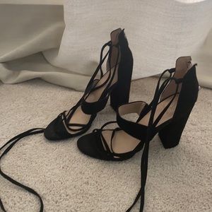 Guess black suede strappy heels